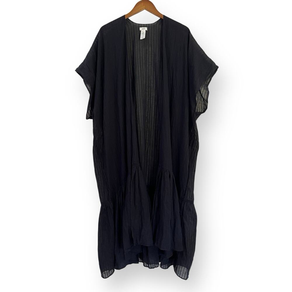 aerie Black Sheer Open-Front Kimono